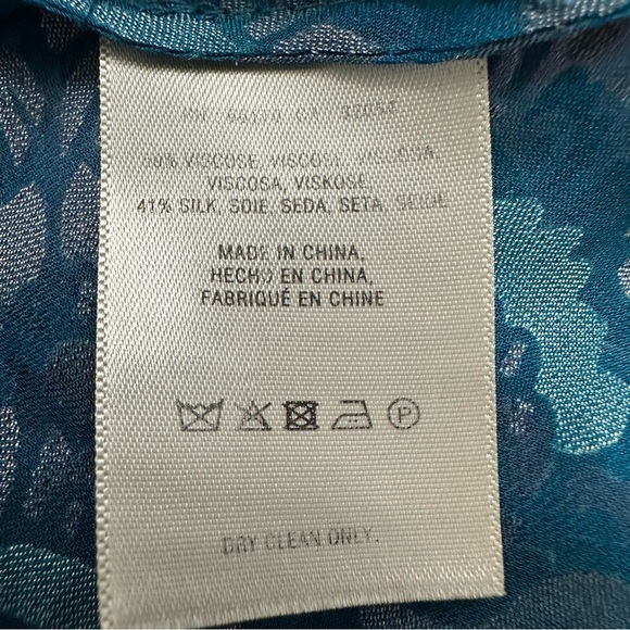 Anthropologie Floreat Velvet Burnout Blouse Small Purple Teal Boho Silk Blend - Picture 5 of 9